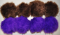 Preview: 8 Stück Fell Bommel Pompon KunstFell ca. 8-10cm braun lila