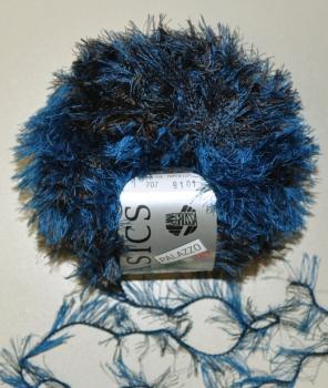 500g (10 x 50g) Palazzo Flauschgarn Fransenwolle Lana Grossa Fb. 707 blau-braun