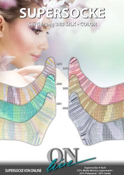 Supersocke Silk Color Sockenwolle Seide Merino filzfrei 4-fach ca. 400m Sort.343