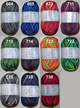 100g Supersocke Multi-COLOR Sockenwolle Strumpfwolle 4-fach, garantiert filzfrei