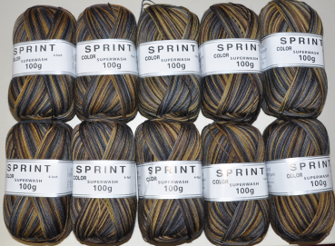 10 x 100g SPRINT Sockenwolle 4-fach filzfrei strapazierfähig Fb. 102 camouflage