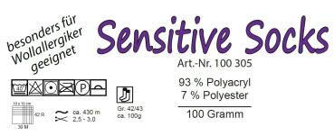 Preview: 100g KKK Sensitive Sockenwolle 4-fach ohne Wolle vegan Wollallergiker geeignet