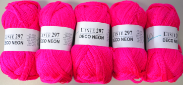 500g DECO Neon ONline Garne stricken basteln dekorieren Schalwolle neonpink 907