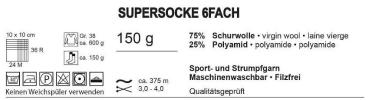 Supersocke Sockenwolle filzfrei 6-fach 150g ca. 375 m verschiedene Farben Island
