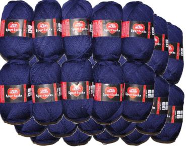 3 kg (30 x 100g) Sockenwolle Sport Socks Red Heart 4-fach filzfrei dunkelblau