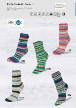 Preview: 100g Flotte Socke Sockenwolle Nabucco 4-fach filzfrei von Rellana Farbauswahl