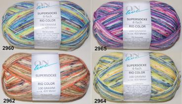 400g (4x100g) Supersocke Rio-Color Sockenwolle Strumpfwolle 4-fach filzfrei