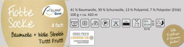 Flotte Socke Sockenwolle Cotton Stretch 100g ca. 420m Tutti Frutti mit Baumwolle