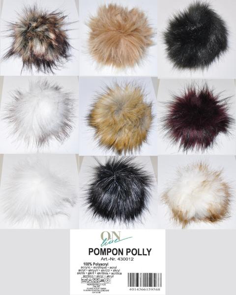Fell Bommel Pompon Polly Kunst-Fell Kunst-Pelz ca. 12-14cm hochwertig Druckknopf