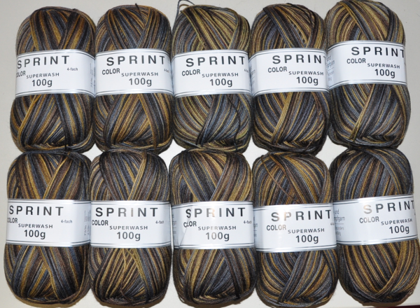 10 x 100g SPRINT Sockenwolle 4-fach filzfrei strapazierfähig Fb. 102 camouflage