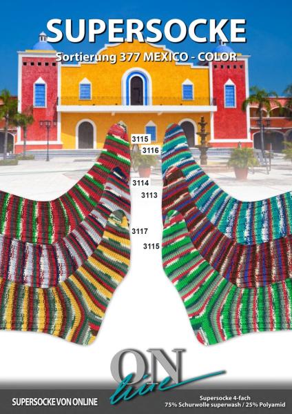 100g Supersocke Mexiko Sockenwolle 4-fach, garantiert filzfrei, Sort. 377