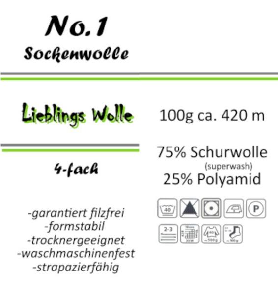 100g Supersocke + No.1 Sockenwolle Strumpfwolle 4-fach, garantiert filzfrei