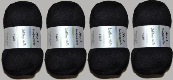 400g Sockenwolle No. 1, Lieblings Wolle, 4-fach garantiert filzfrei 2066 schwarz
