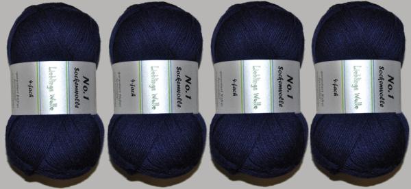 400g Sockenwolle No. 1, Lieblings Wolle, 4-fach garantiert filzfrei 324 marine