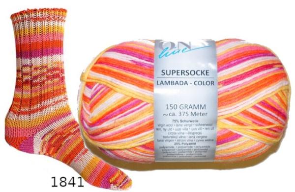 150g Supersocke 6-fach Lambada-Color Sockenwolle Strumpfwolle filzfrei Fb.1841