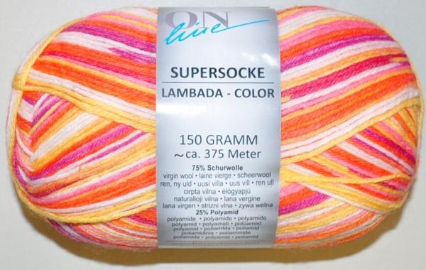 150g Supersocke 6-fach Lambada-Color Sockenwolle Strumpfwolle filzfrei Fb.1841