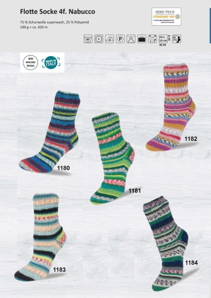 100g Flotte Socke Sockenwolle Nabucco 4-fach filzfrei von Rellana Farbauswahl