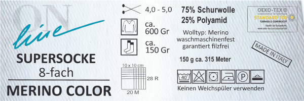 Supersocke Merino Color Sockenwolle Strumpfwolle filzfrei 8-fach 8 -fädig So 353