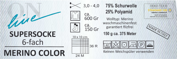 Supersocke Merino Color Sockenwolle Strumpfwolle filzfrei 6-fach 6-fädig Sort349