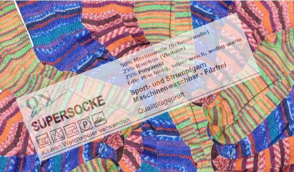 Socken maschinengest. aus Sockenwolle mit Merino Bambus wie handgestrickt 39-40