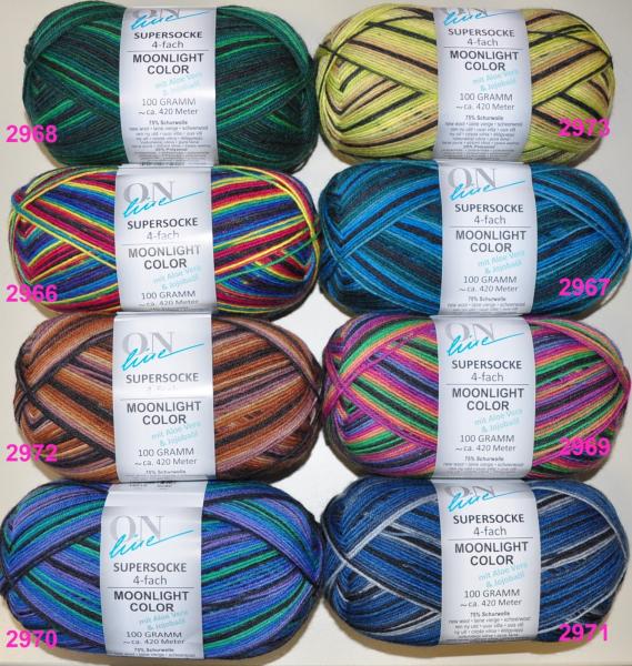 800g (8x100g) Supersocke Moonlight-Color Sockenwolle Aloe Vera Loloba Öl 4-fach