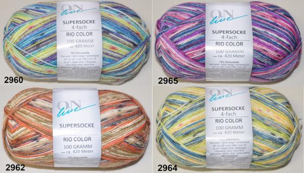 400g (4x100g) Supersocke Rio-Color Sockenwolle Strumpfwolle 4-fach filzfrei