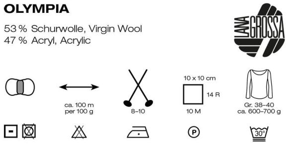 100g OLYMPIA von Lana Grossa 53% Schurwolle 47% Acryl
