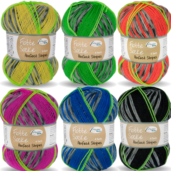 100g Flotte Socke Sockenwolle Perfect Stripes 4-fach filzfrei von Rellana