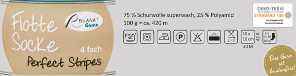100g Flotte Socke Sockenwolle Perfect Stripes 4-fach filzfrei von Rellana
