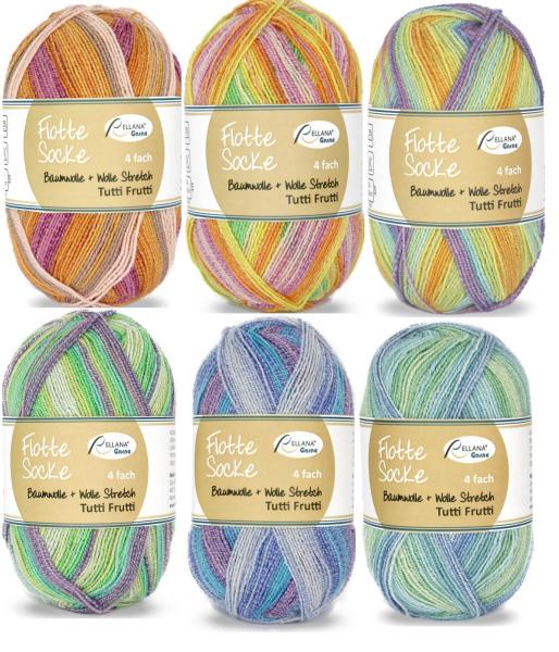 Flotte Socke Sockenwolle Cotton Stretch 100g ca. 420m Tutti Frutti mit Baumwolle