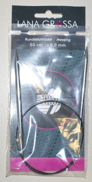Rundstricknadel Messing Metall von Lana Grossa 6,0mm - 60cm