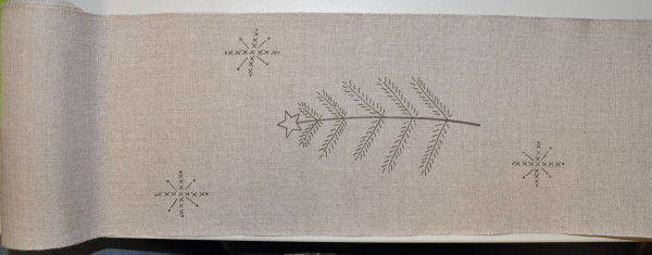 5,0 m Rico Leinen Stickband 20cm breit gezeichnet 11 Fd. Reststück Abverkauf