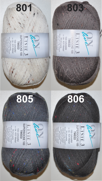 100g Supersocke Tweed Sockenwolle Strumpfwolle filzfrei 4-fach ca. 420 m